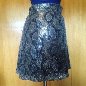 Express Sequin Snake-print Skirt